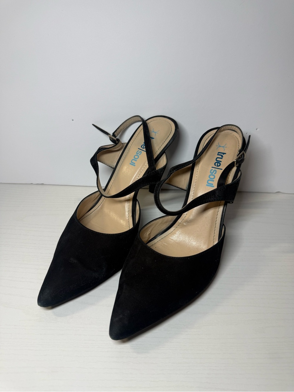 Black Pointed Slingback Heels
